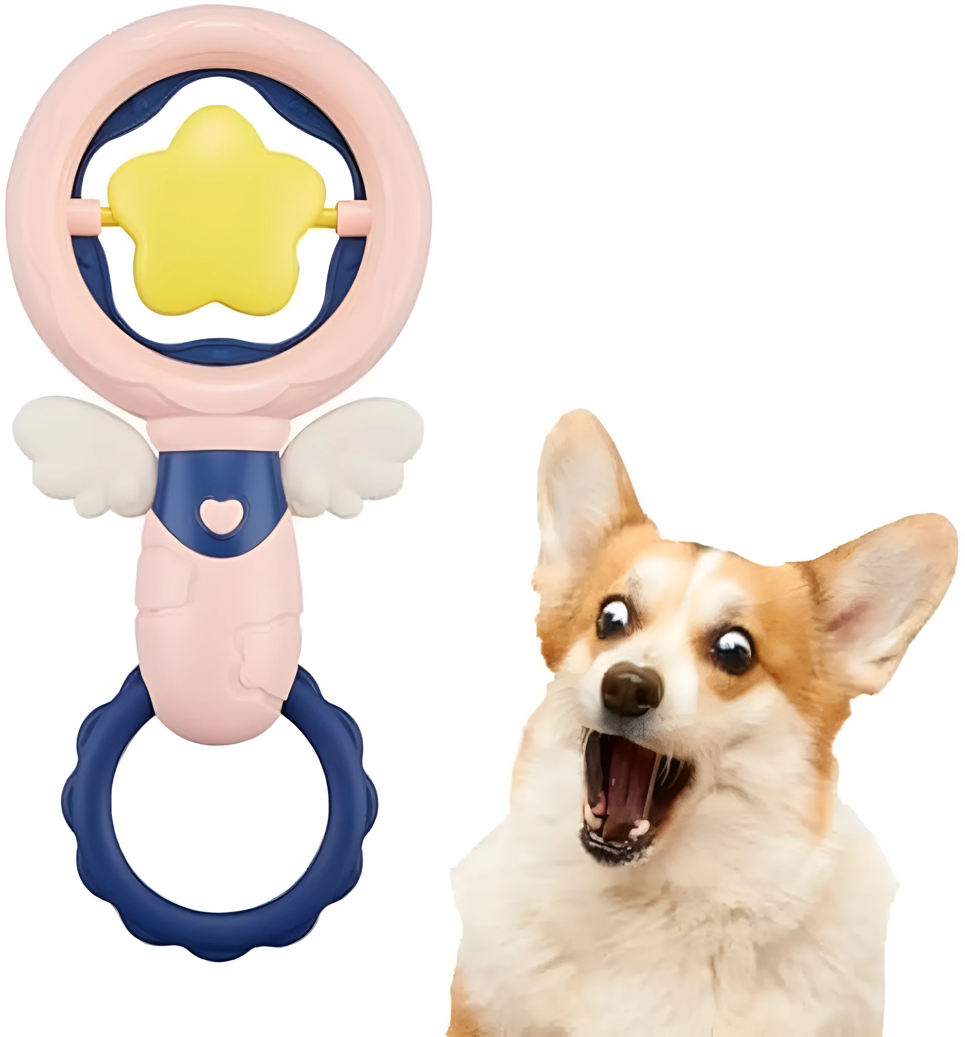 Set of four durable interactive dog toys including chew-resistant squeaky toys and dental cleaning toys for large breed dogs