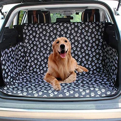 Dog car mat in paw print pattern made from waterproof Oxford cloth for car seat protection