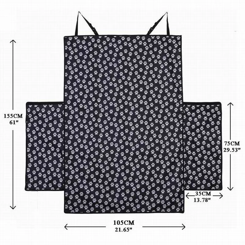 Dog car mat in paw print pattern made from waterproof Oxford cloth for car seat protection