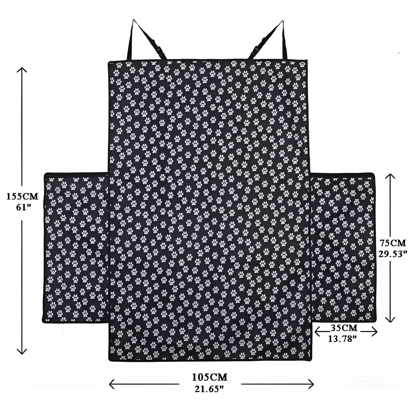 Dog car mat in paw print pattern made from waterproof Oxford cloth for car seat protection