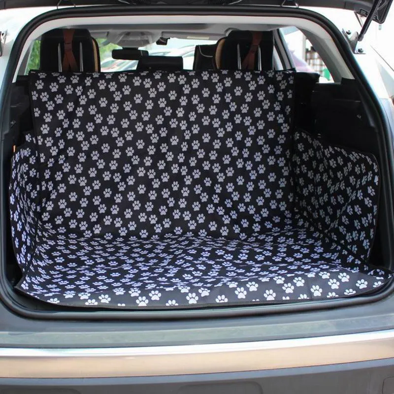 Dog car mat in paw print pattern made from waterproof Oxford cloth for car seat protection