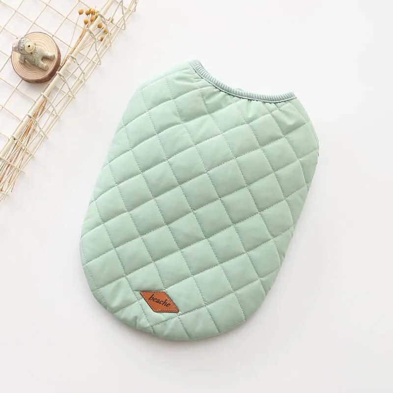 Dog winter cotton vest in sky blue with double-sided coat and soft wool fabric