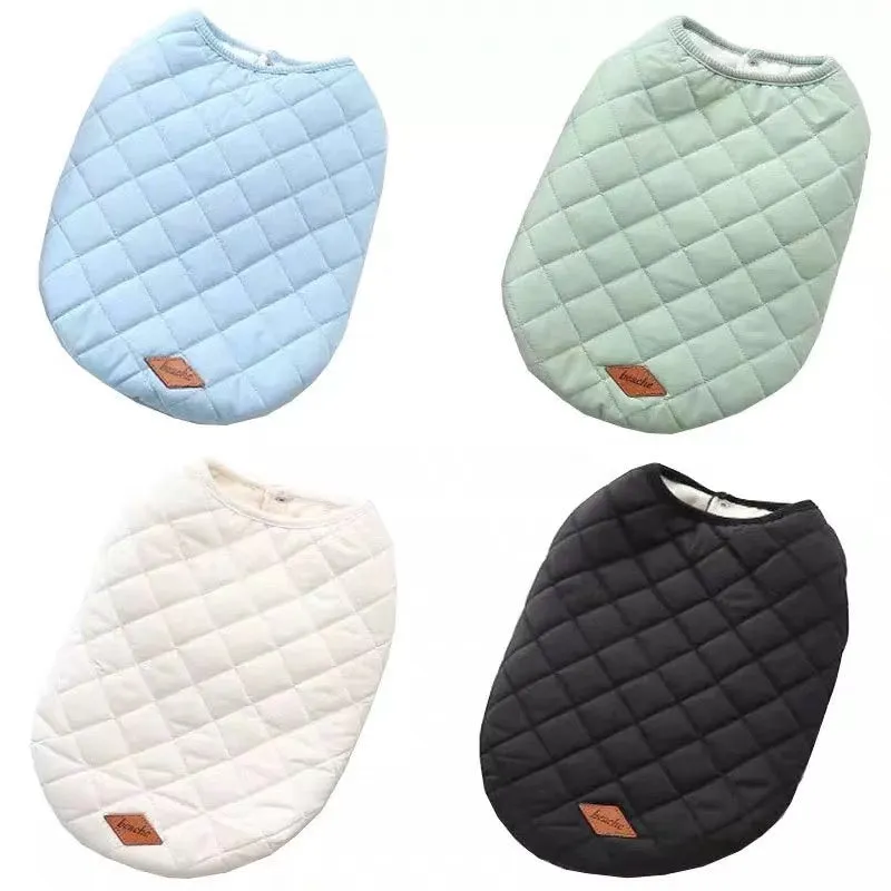 Dog winter cotton vest in sky blue with double-sided coat and soft wool fabric