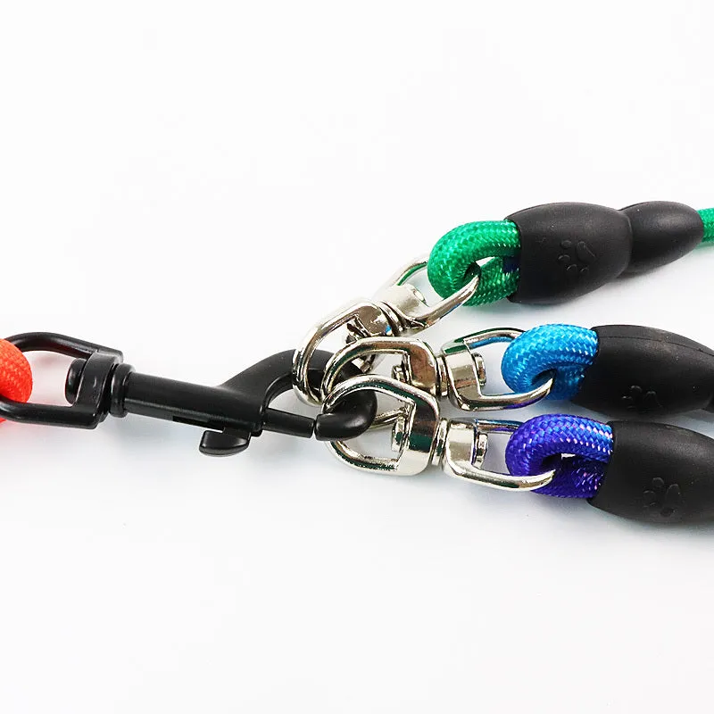 Multi dog leash made of pet rope for three dogs, available in black, colourful, and red colours