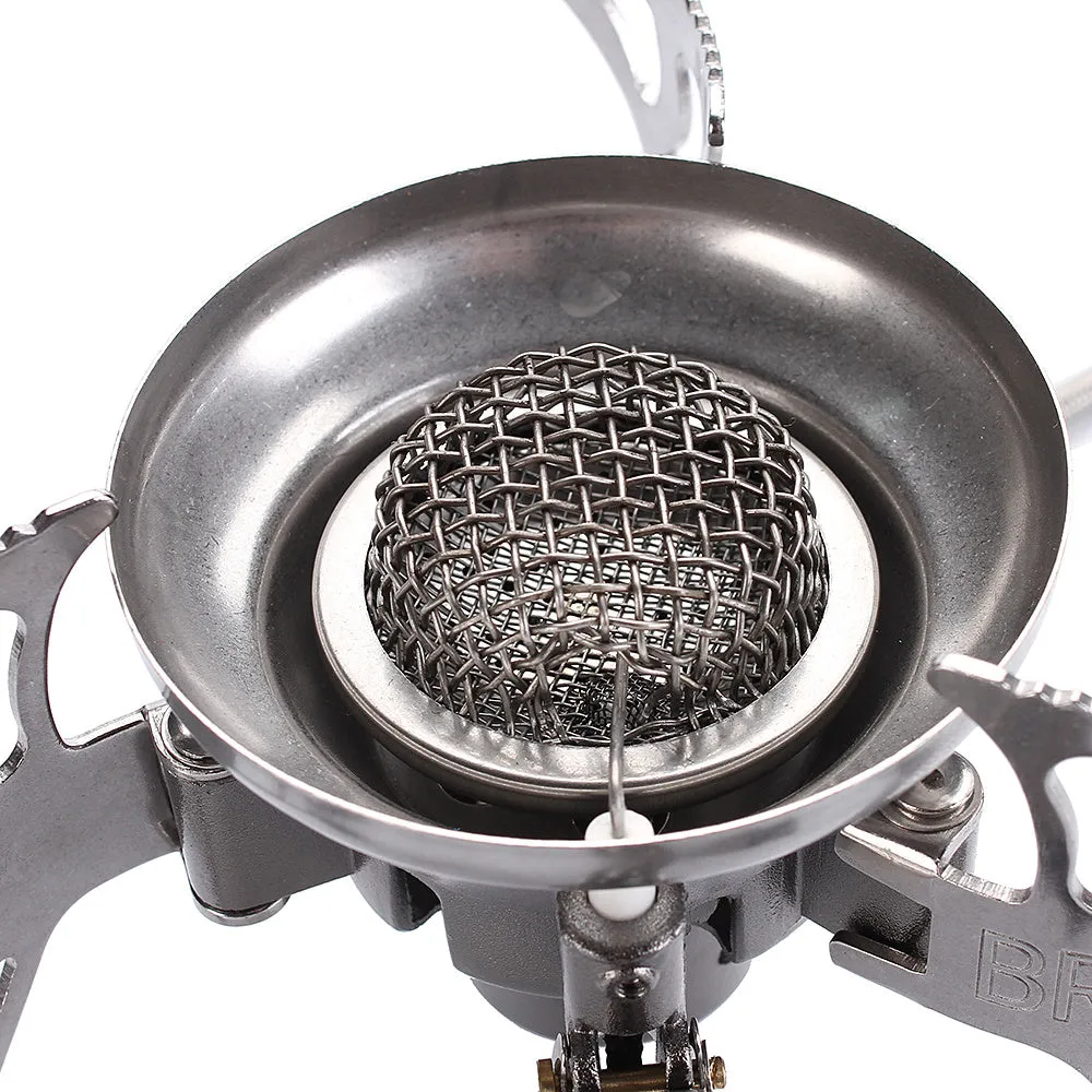 BRS-15 silver windproof outdoor camping stove with butane gas burner, expanded size 186x86mm