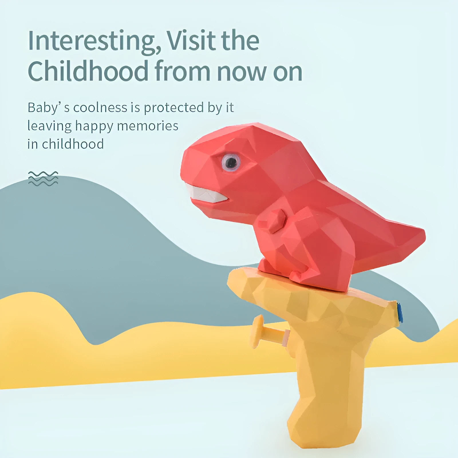 Cartoon dinosaur water gun toy in Tyrannosaurus style, plastic mini press spray for kids 4-6 outdoor play