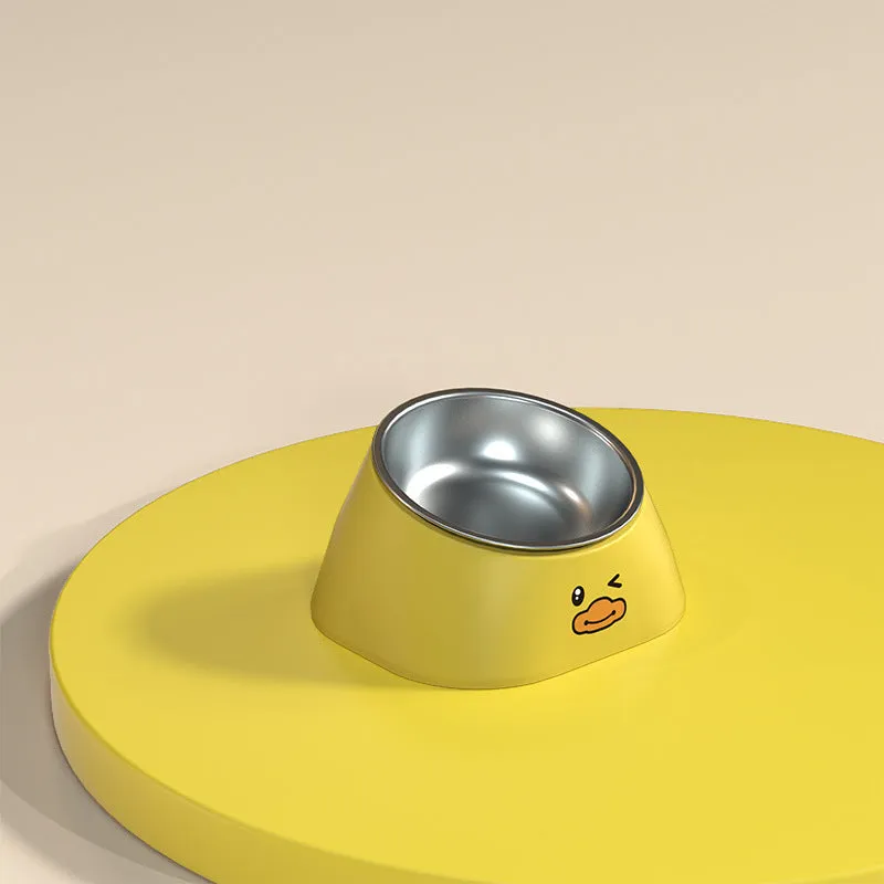 Stainless steel cervical spine cat bowl with 15 degree tilt for pet feeding