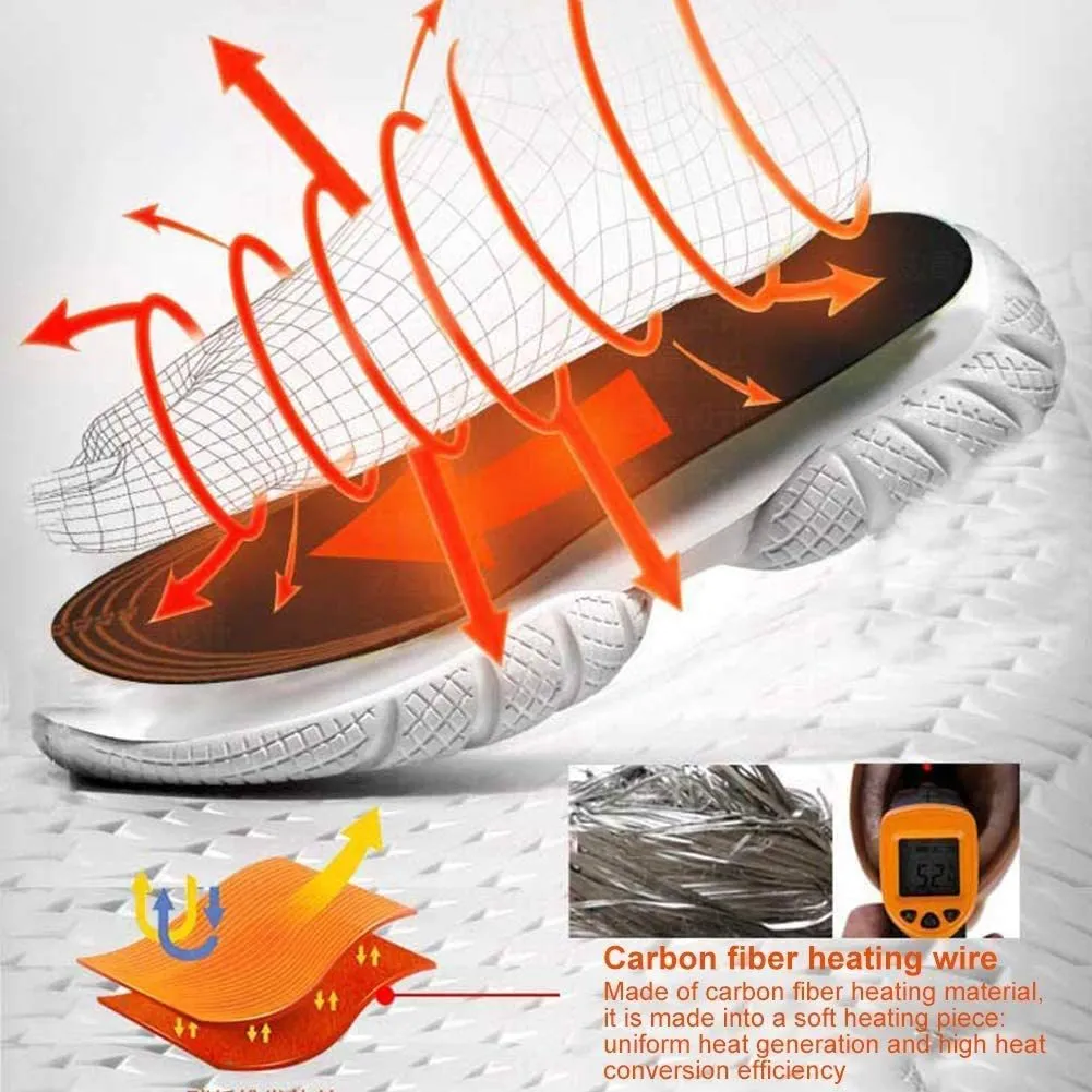 Pair of USB heated shoe insoles with cut-to-fit design for winter warmth