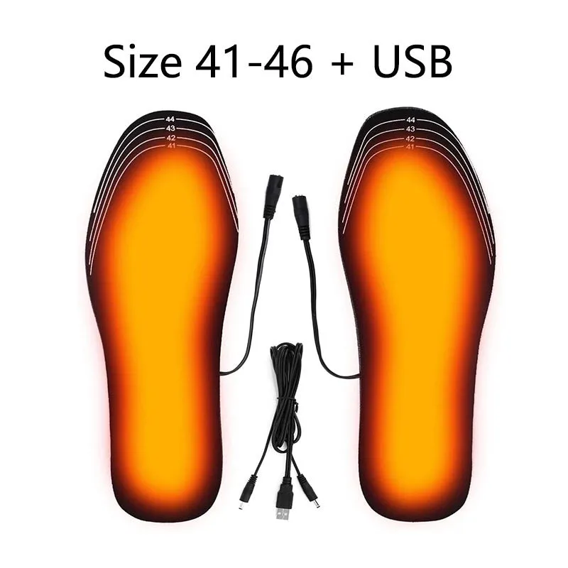 Pair of USB heated shoe insoles with cut-to-fit design for winter warmth