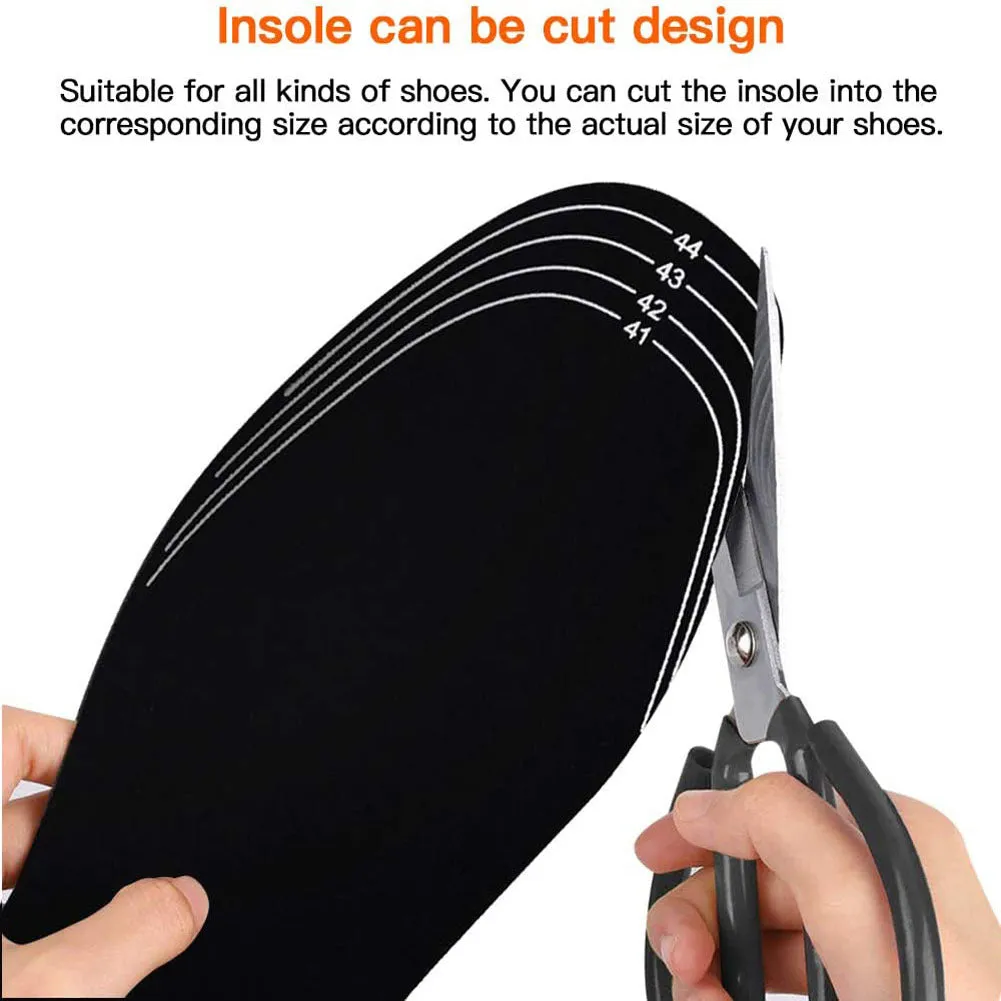Pair of USB heated shoe insoles with cut-to-fit design for winter warmth
