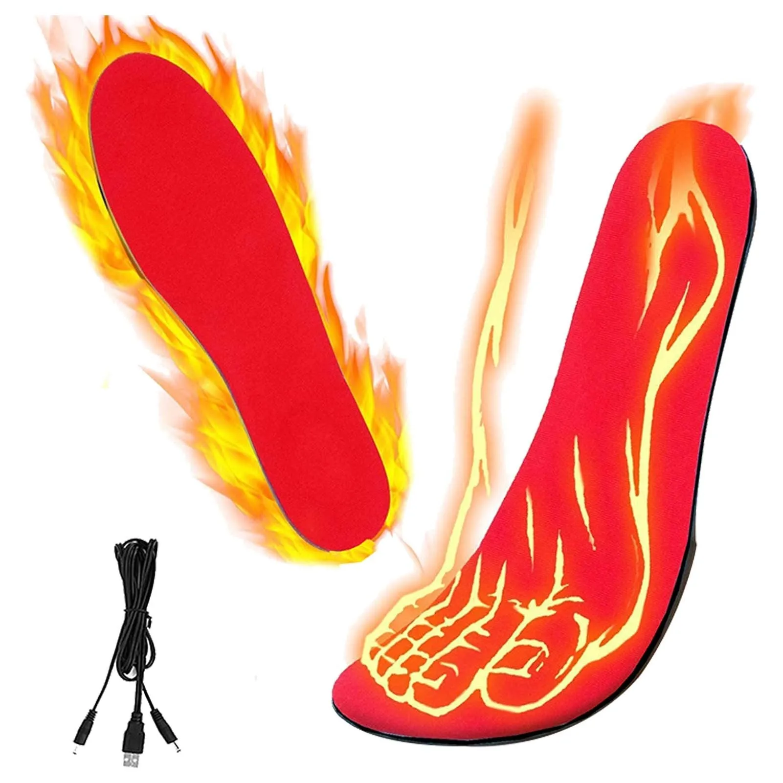 Pair of USB heated shoe insoles with cut-to-fit design for winter warmth