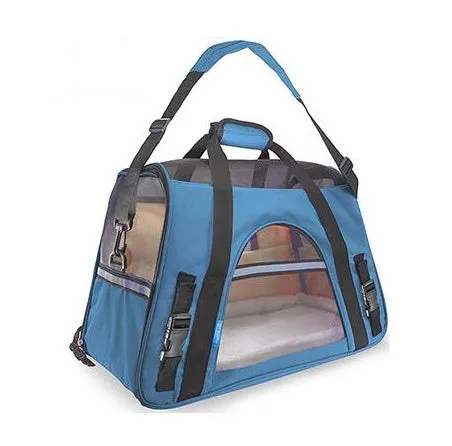 Breathable portable pet strap handbag for small dogs and cats in pink colour with shoulder strap