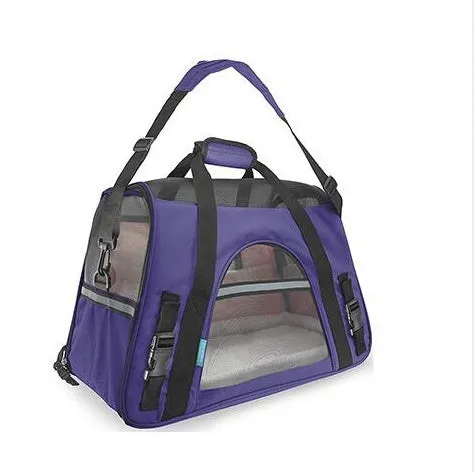 Breathable portable pet strap handbag for small dogs and cats in pink colour with shoulder strap