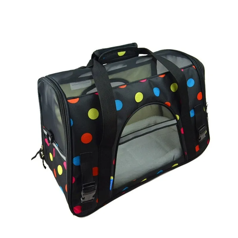 Breathable portable pet strap handbag for small dogs and cats in pink colour with shoulder strap