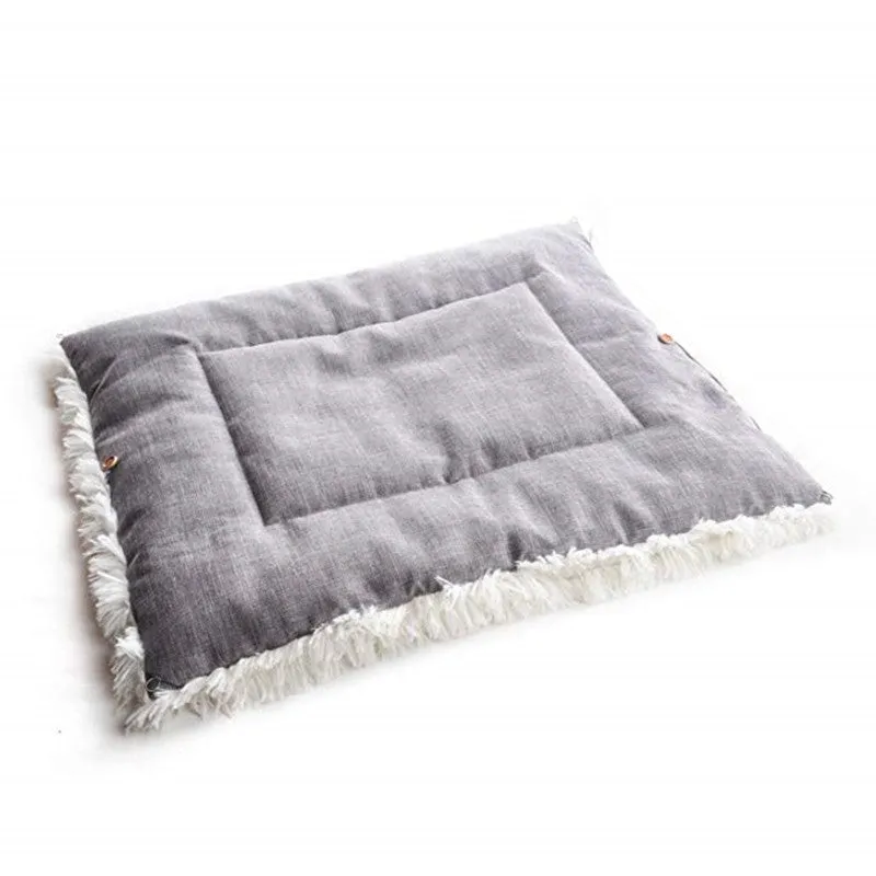 Grey white 2 in 1 pet mattress nest folded into a cosy bed with soft filling, 61x51cm size