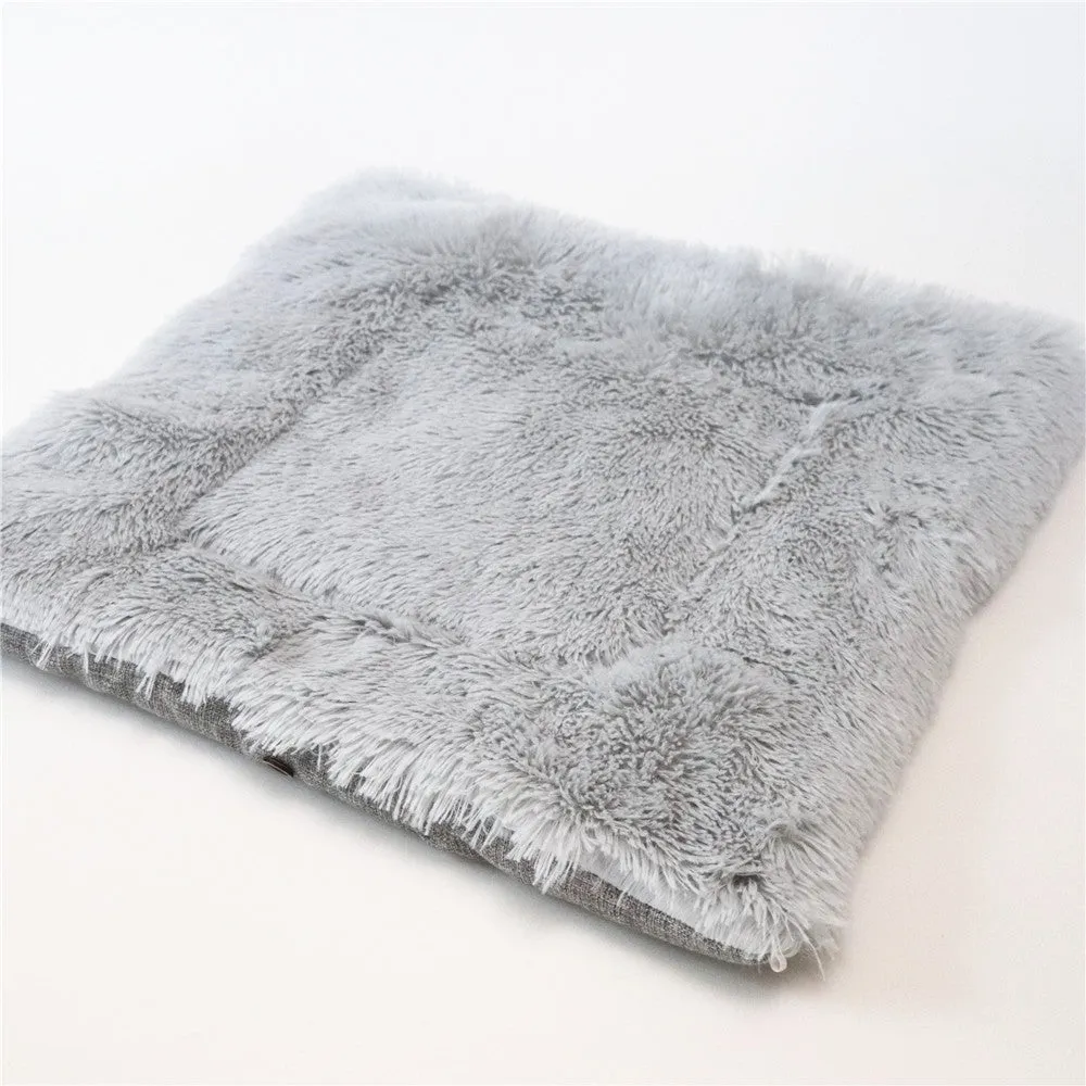 Grey white 2 in 1 pet mattress nest folded into a cosy bed with soft filling, 61x51cm size