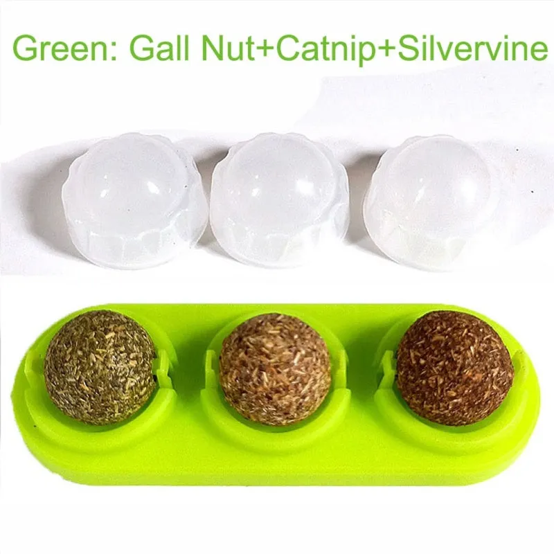 Self-adhesive rotated catnip lick ball for cats in assorted colours with 90g box
