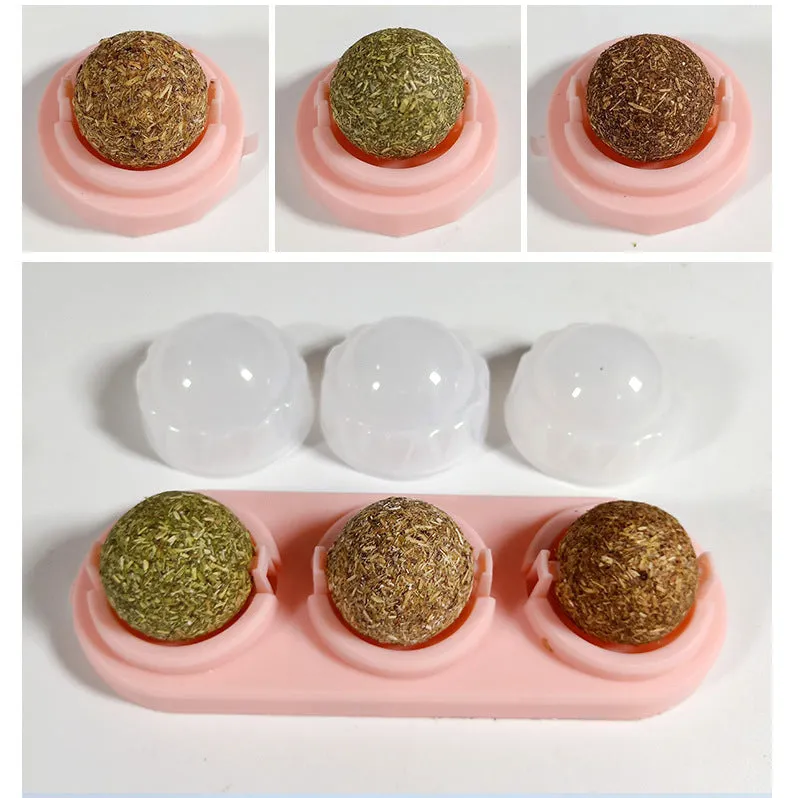Self-adhesive rotated catnip lick ball for cats in assorted colours with 90g box