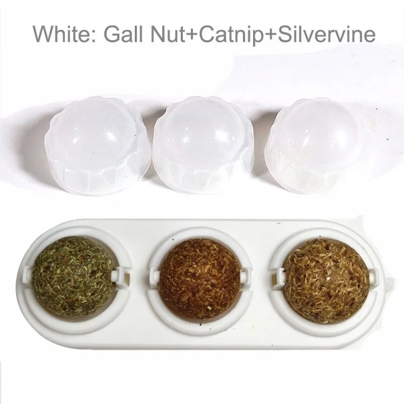 Self-adhesive rotated catnip lick ball for cats in assorted colours with 90g box