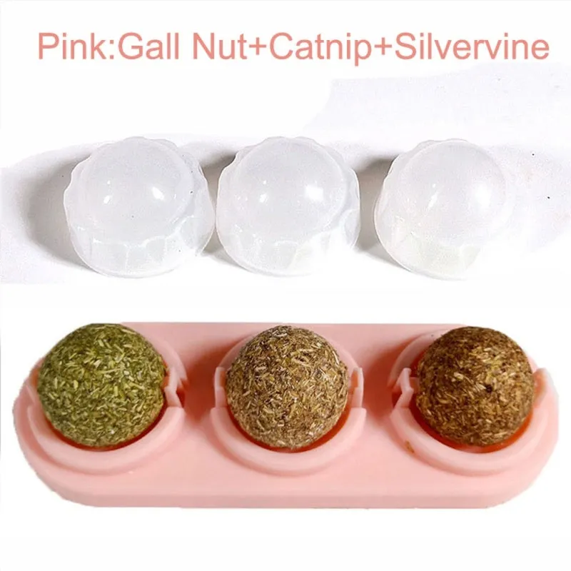 Self-adhesive rotated catnip lick ball for cats in assorted colours with 90g box