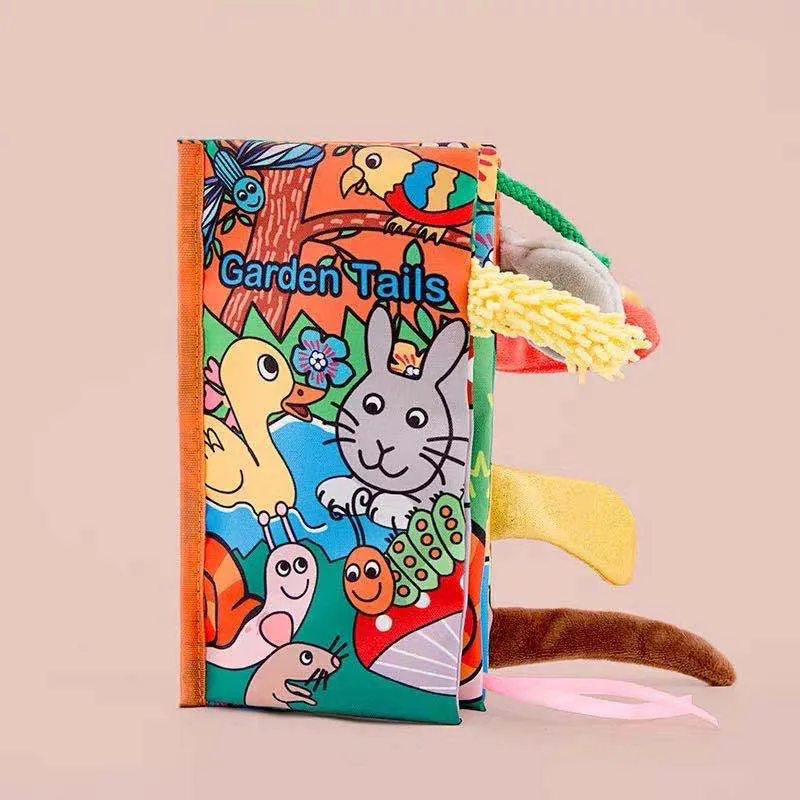 Baby educational cloth toy with physical sound, polyester fibre fabric, rainbow tail design for infants 0-3 years