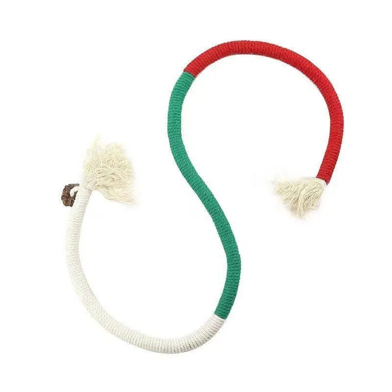 70cm cotton string bite rope cat toy in red with green, orange, or purple colours