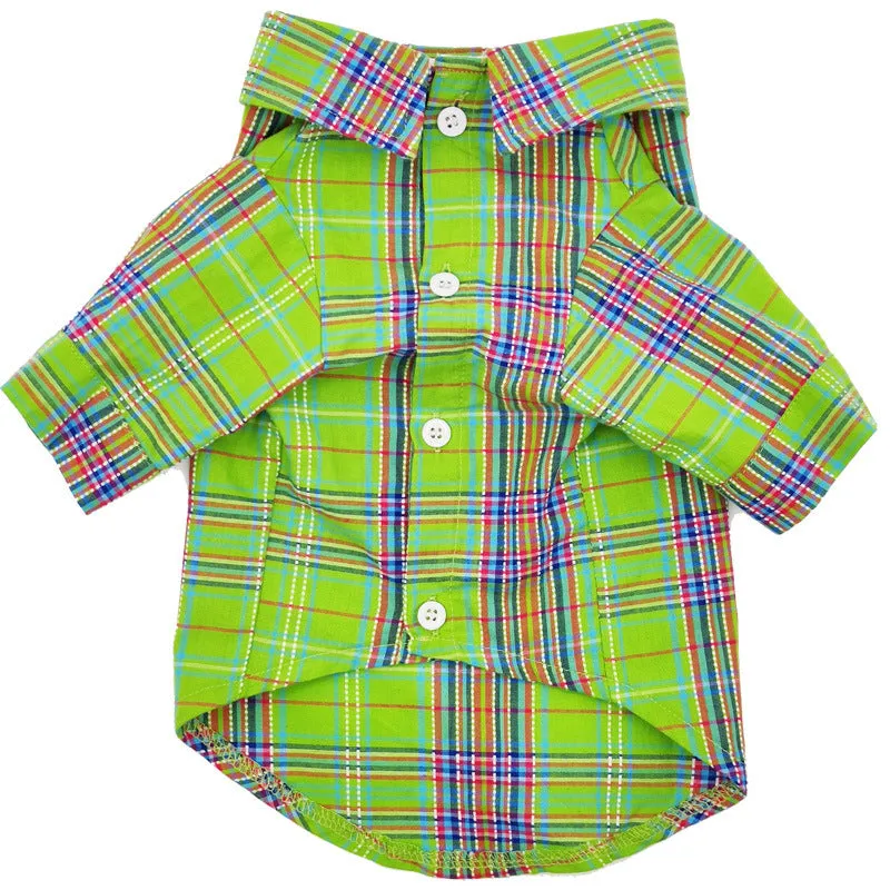 Fruit green casual cotton pet shirt for small medium dogs cats, side view