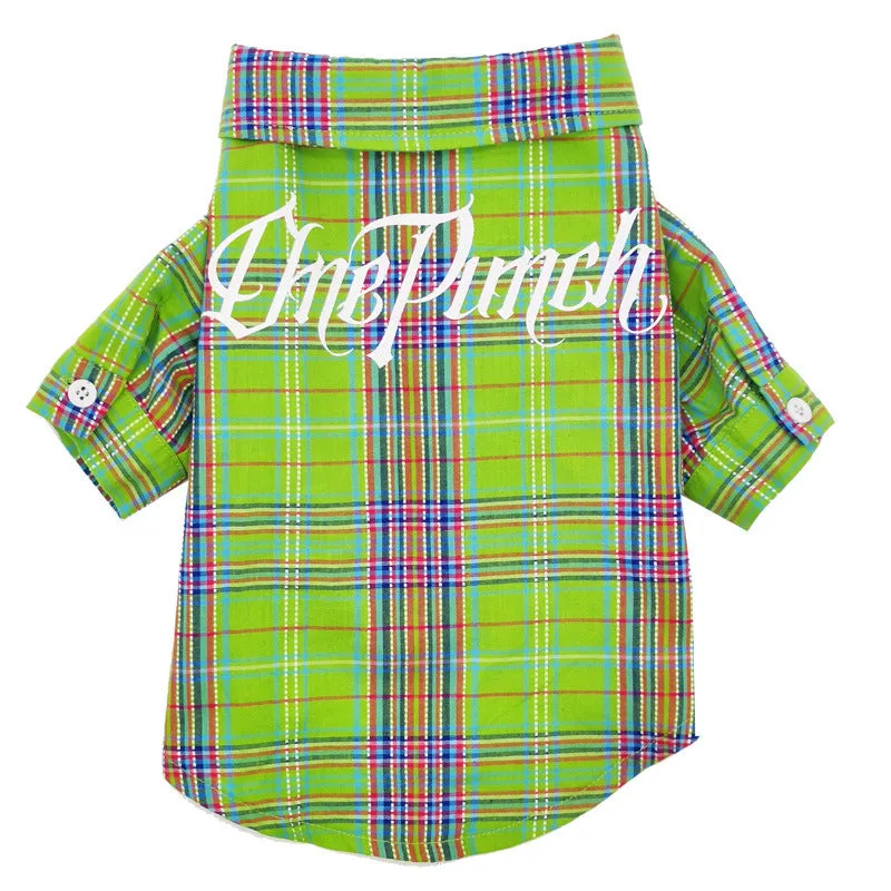 Fruit green casual cotton pet shirt for small medium dogs cats, side view