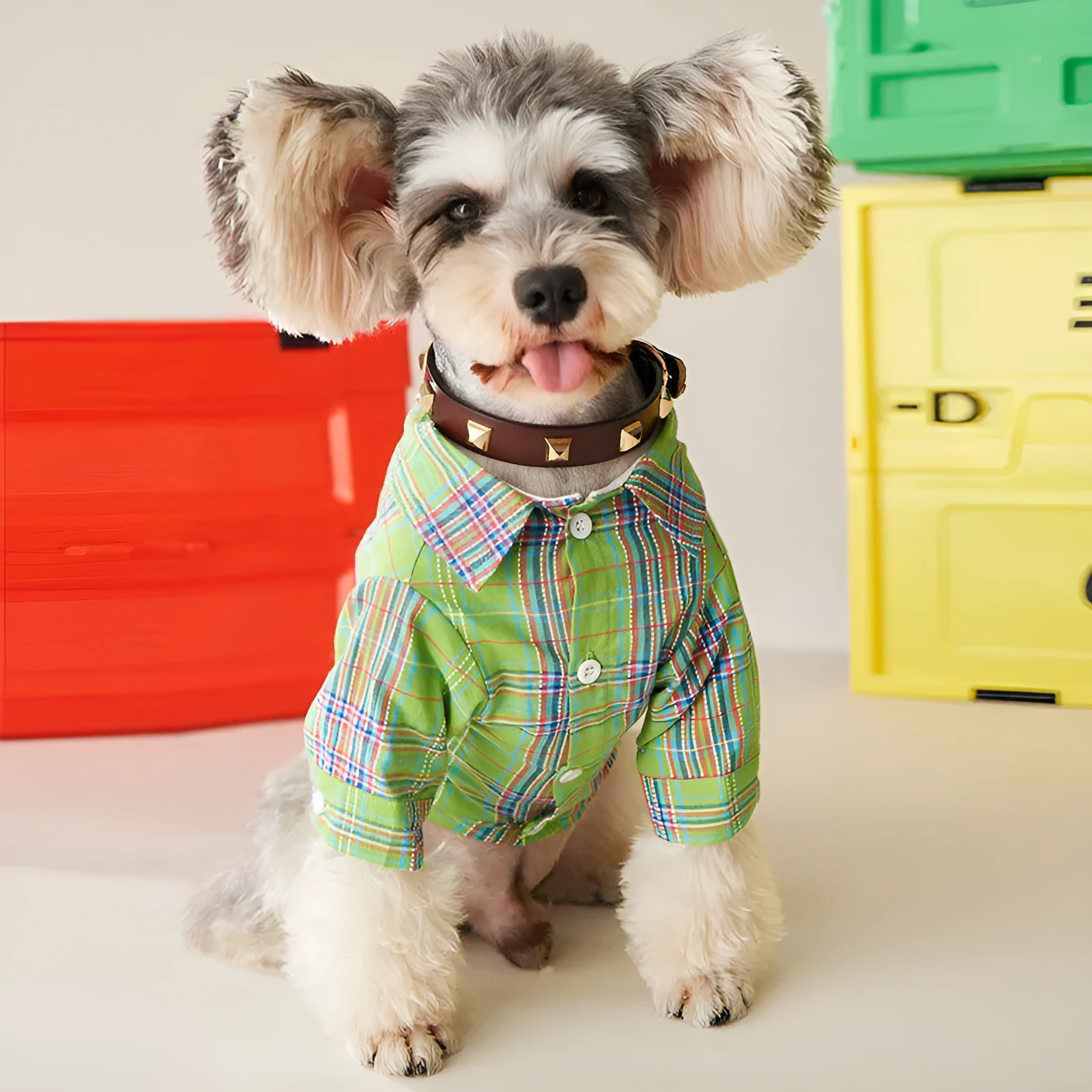 Fruit green casual cotton pet shirt for small medium dogs cats, side view