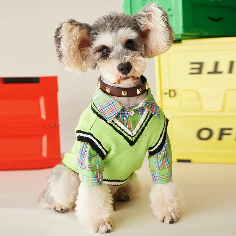Fruit green casual cotton pet shirt for small medium dogs cats, side view
