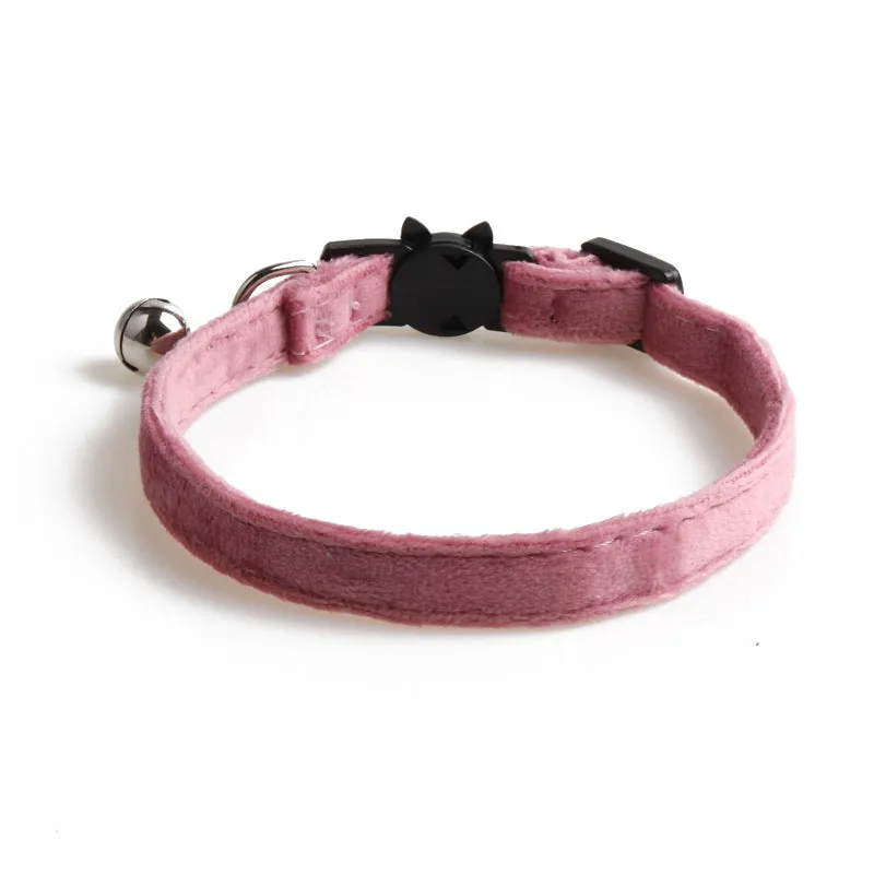 Velvet dog collar with bowknot in blue, adjustable 28cm for small pets