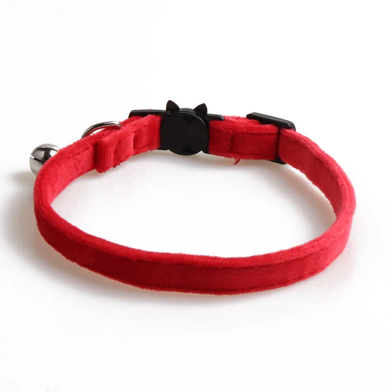 Velvet dog collar with bowknot in blue, adjustable 28cm for small pets