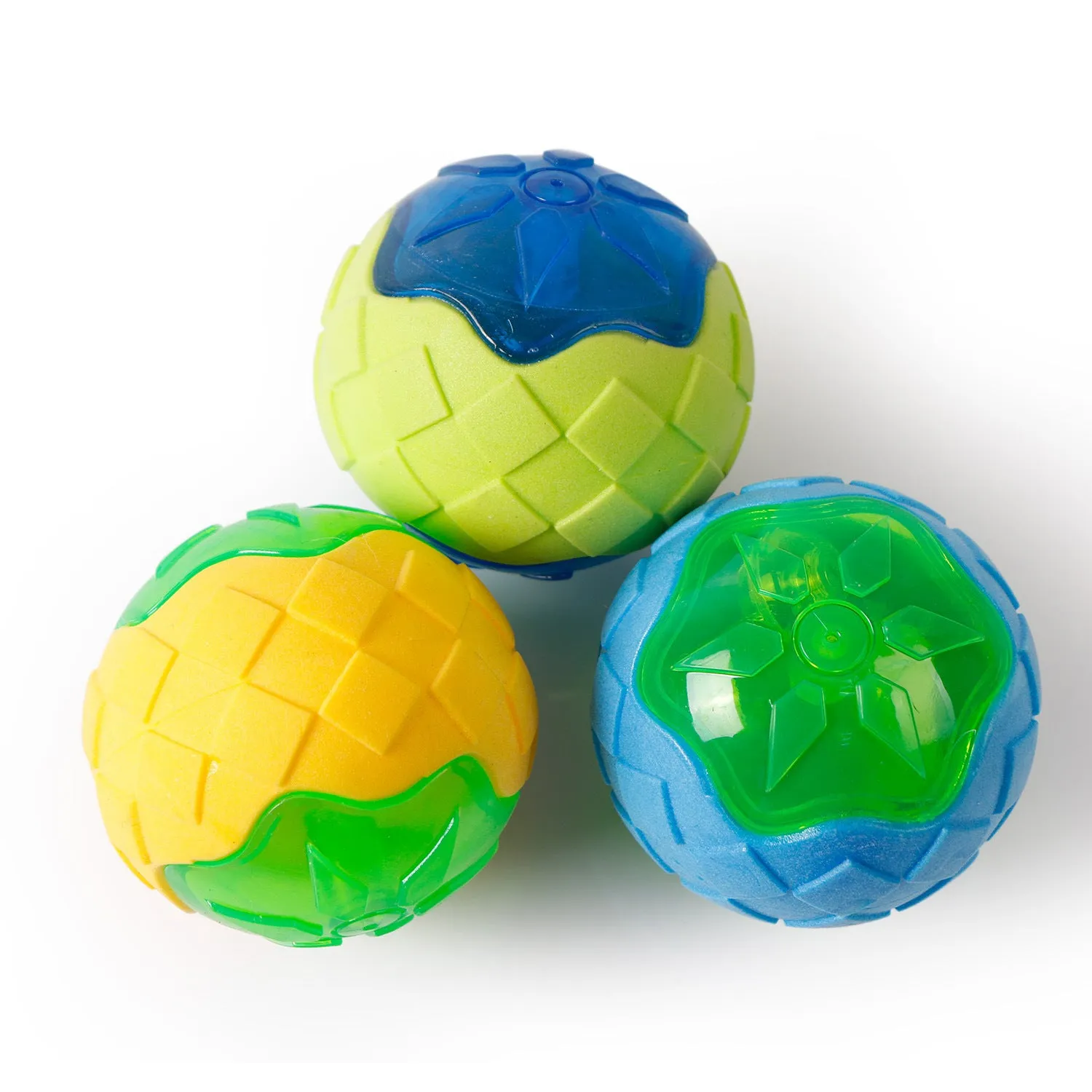 Blue dog toy ball with audible and glow features made from TPR material for chewing and floating play