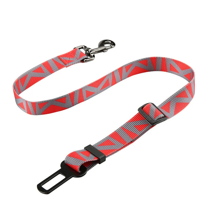 Nylon pet seat belt car safety buckle for dogs with adjustable strap in cushion style black colour
