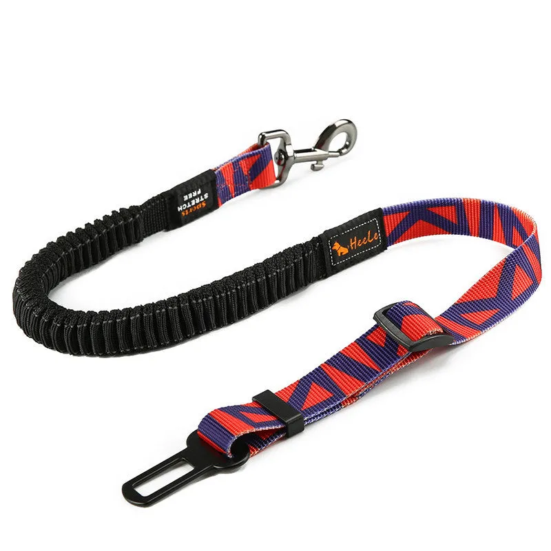 Nylon pet seat belt car safety buckle for dogs with adjustable strap in cushion style black colour