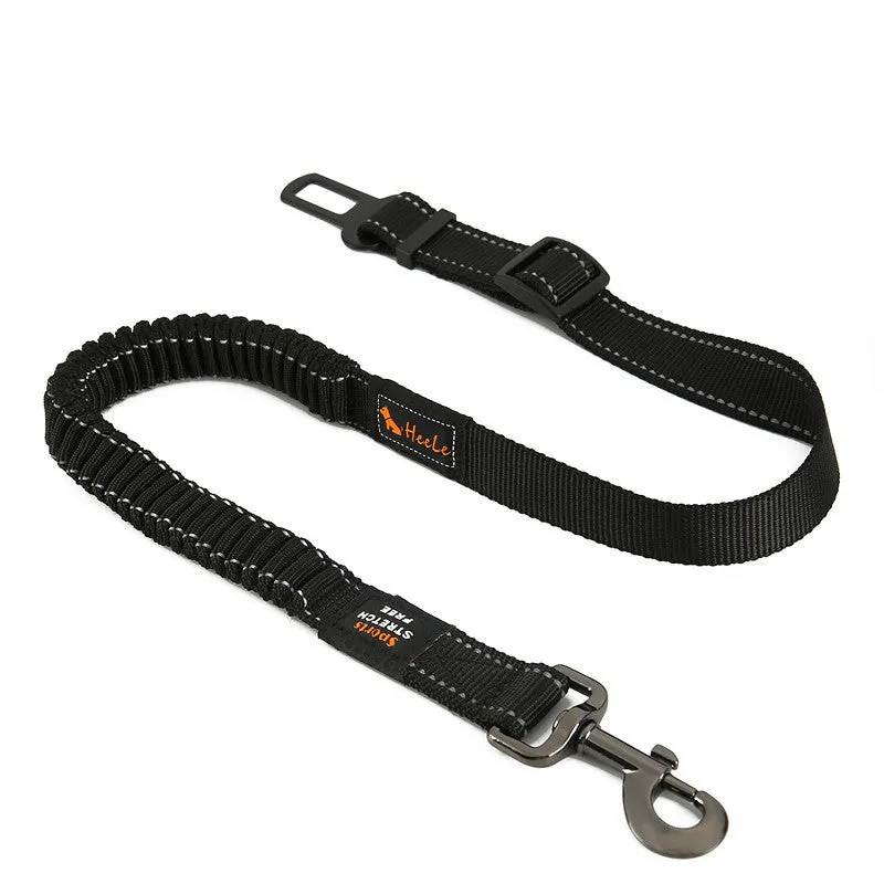 Nylon pet seat belt car safety buckle for dogs with adjustable strap in cushion style black colour
