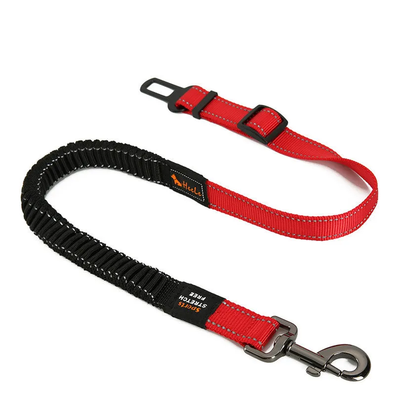 Nylon pet seat belt car safety buckle for dogs with adjustable strap in cushion style black colour