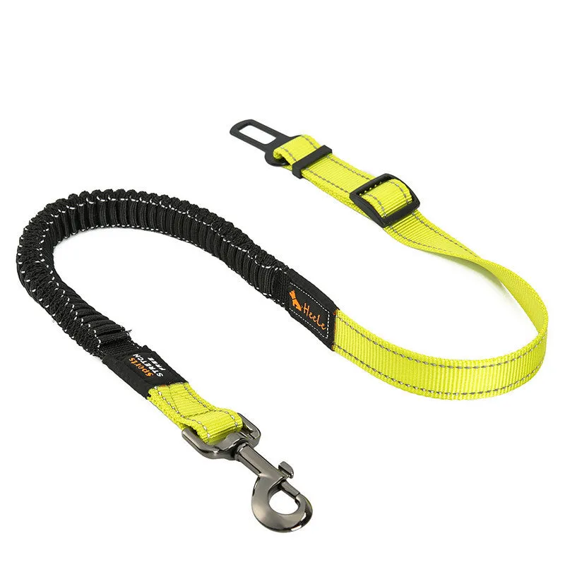 Nylon pet seat belt car safety buckle for dogs with adjustable strap in cushion style black colour