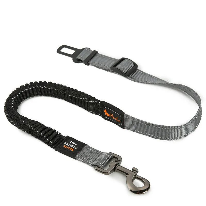 Nylon pet seat belt car safety buckle for dogs with adjustable strap in cushion style black colour