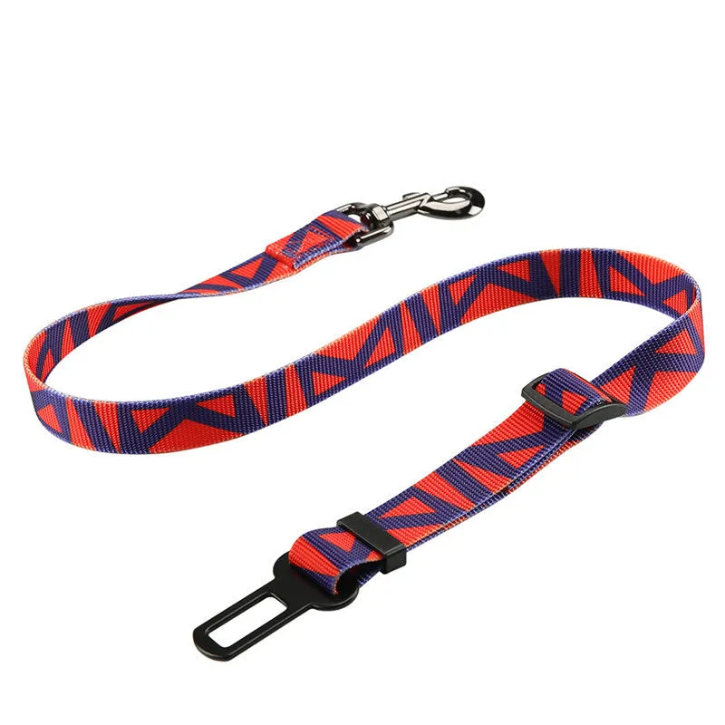 Nylon pet seat belt car safety buckle for dogs with adjustable strap in cushion style black colour