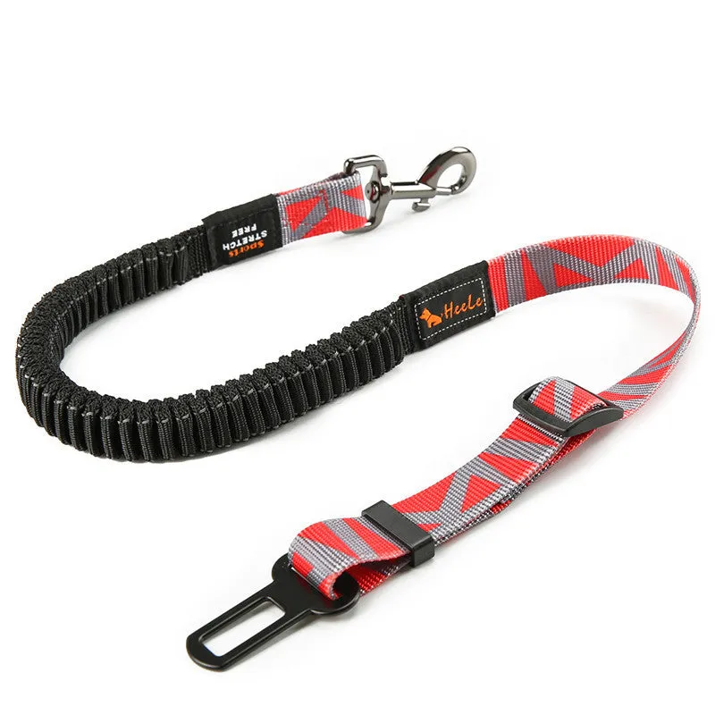 Nylon pet seat belt car safety buckle for dogs with adjustable strap in cushion style black colour