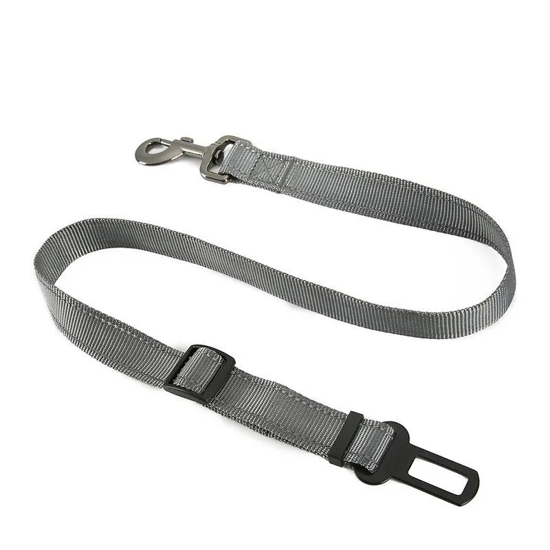 Nylon pet seat belt car safety buckle for dogs with adjustable strap in cushion style black colour