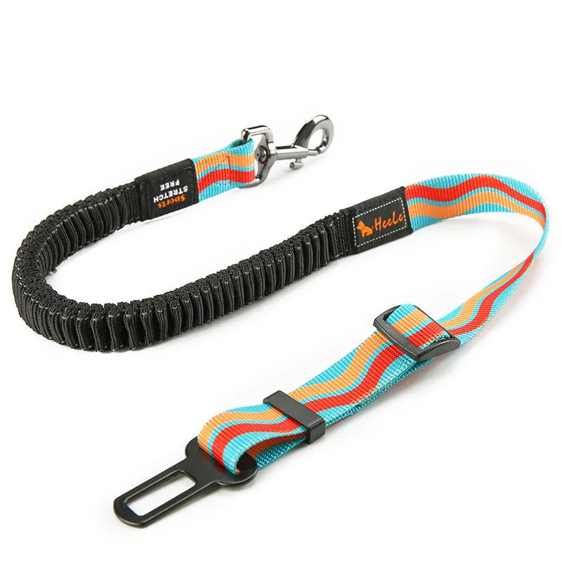Nylon pet seat belt car safety buckle for dogs with adjustable strap in cushion style black colour