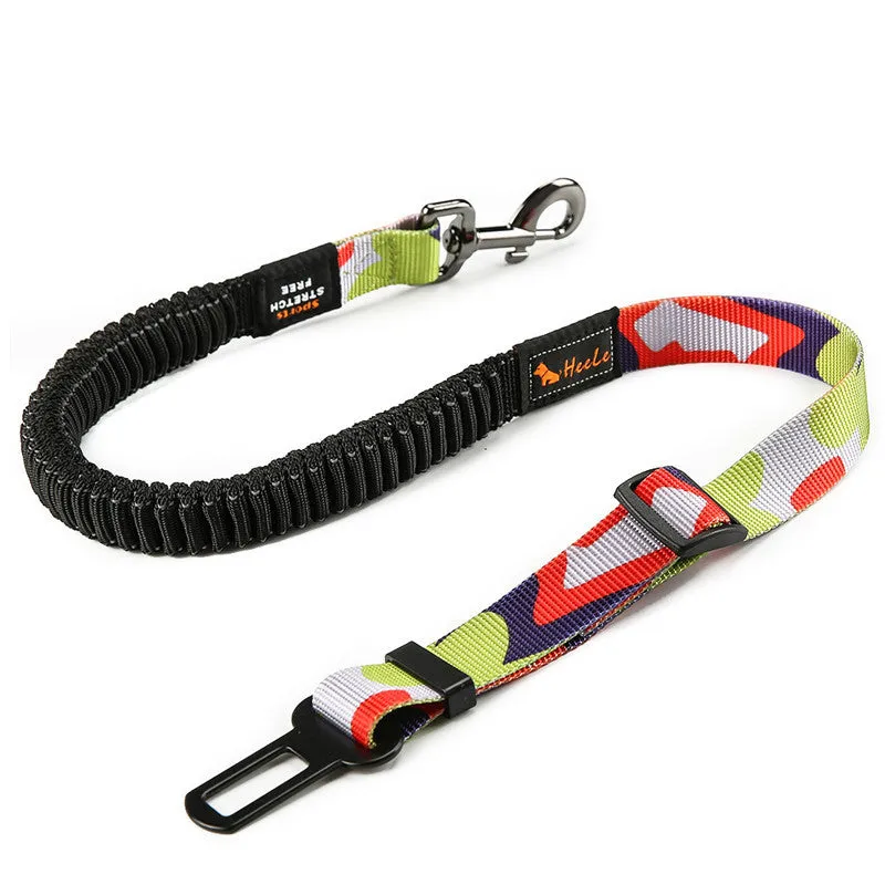 Nylon pet seat belt car safety buckle for dogs with adjustable strap in cushion style black colour