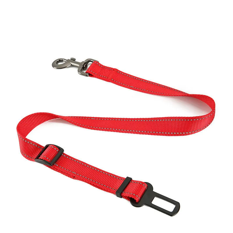 Nylon pet seat belt car safety buckle for dogs with adjustable strap in cushion style black colour
