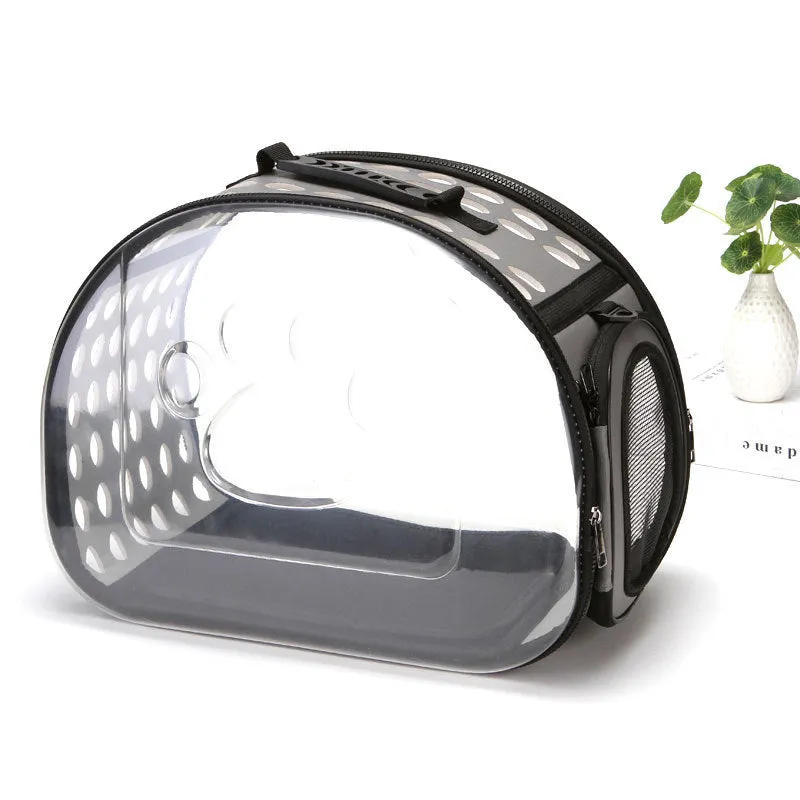 Pet backpack with transparent acrylic window and side vents for cats and small dogs, black colour, large size