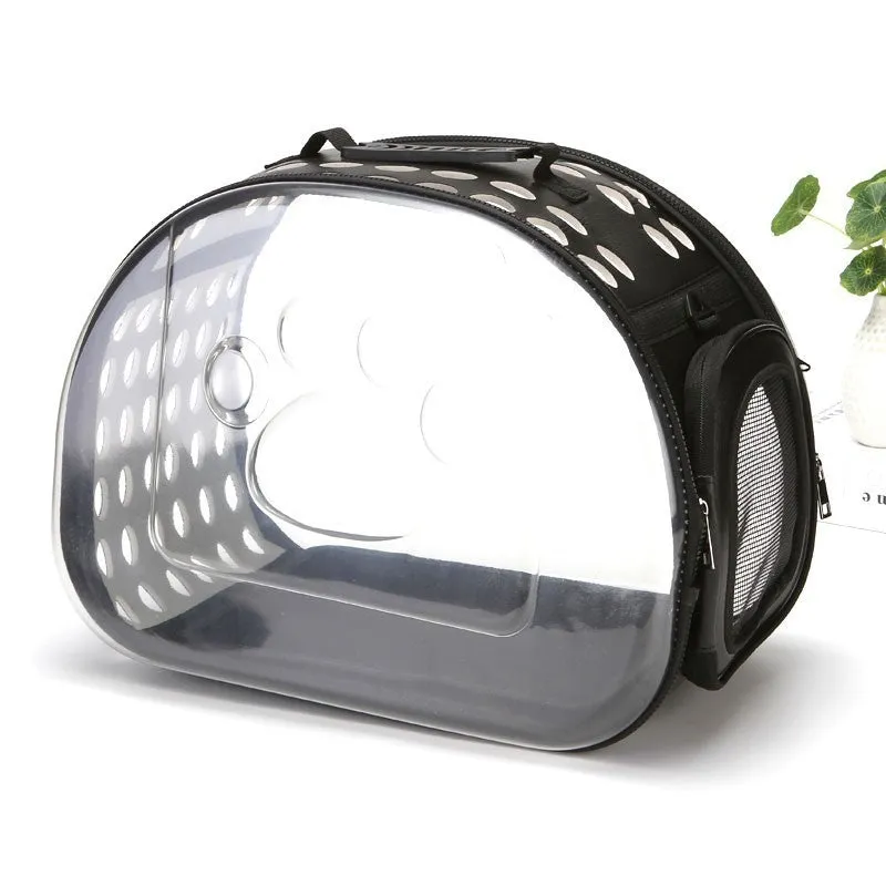 Pet backpack with transparent acrylic window and side vents for cats and small dogs, black colour, large size