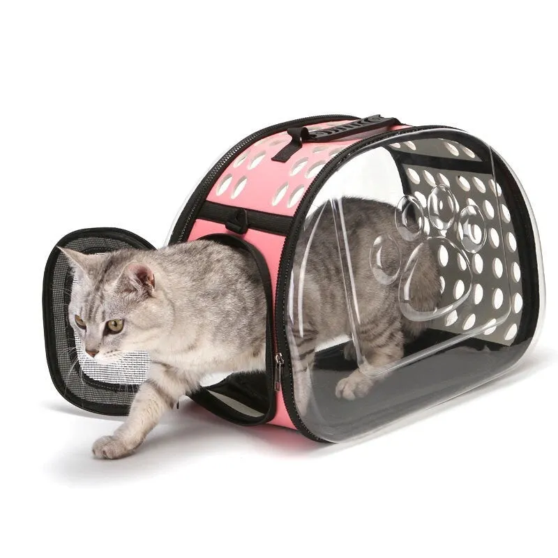 Pet backpack with transparent acrylic window and side vents for cats and small dogs, black colour, large size