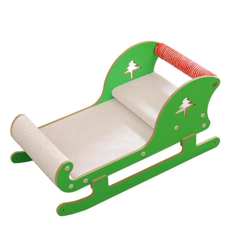 Christmas Sled Cat Scratcher Bed made of corrugated paper in minimalist style