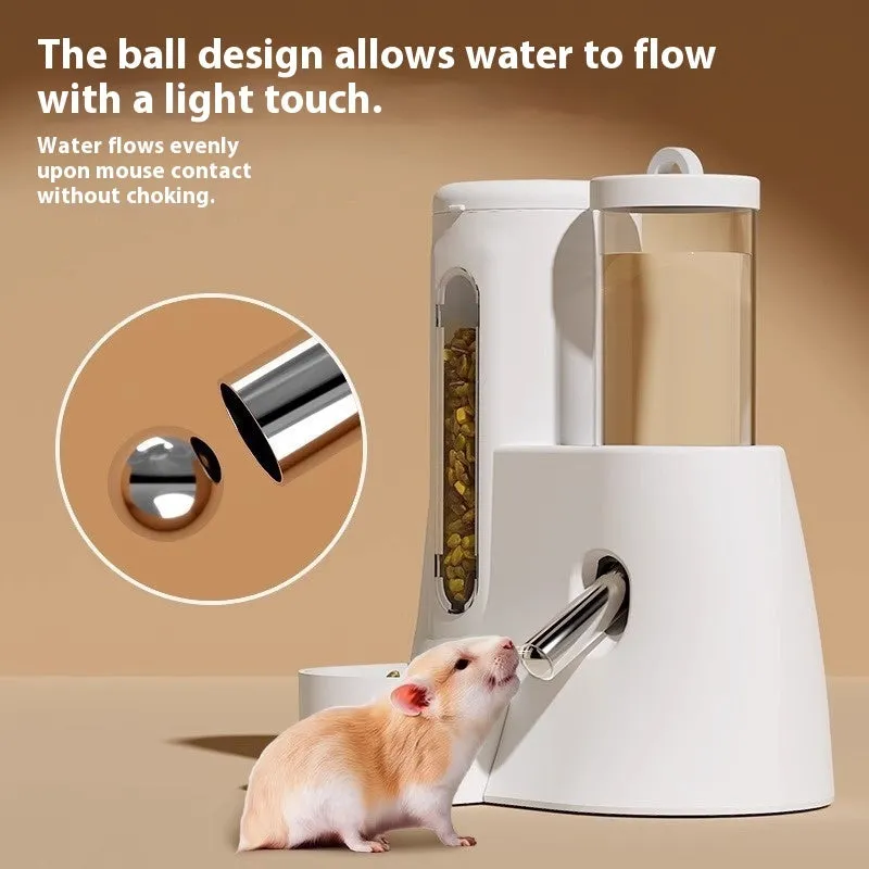 White, blue, and pink plastic hamster automatic drinking water feeder and food basin set.